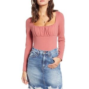 All in Favor Mauve Long Sleeve Bodysuit - Size Small - NWT